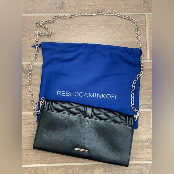 Rebecca Minkoff Black Leather Quilted Chain Strap Shoulder/Crossbody Bag - Picture 6 of 16